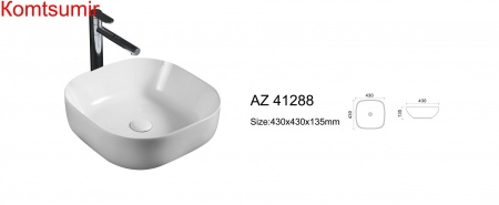 Раковина Trend 43*43*13,5 накладная , цвет белый матовый (AZ-41288)