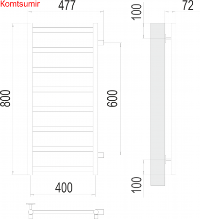 Аврора П8 400х800 бп600 Полотенцесушитель  TERMINUS