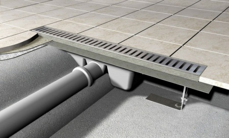 Душевой лоток AlcaPlast APZ1 1050 с опорами серый, выпуск боковой