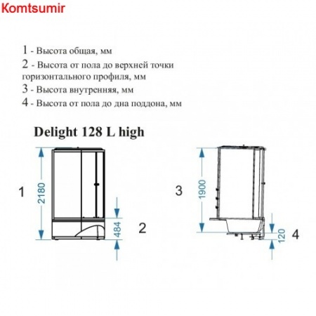 Душевая кабина Domani-Spa Delight 128high L/R чёрное сттекло (120*80)