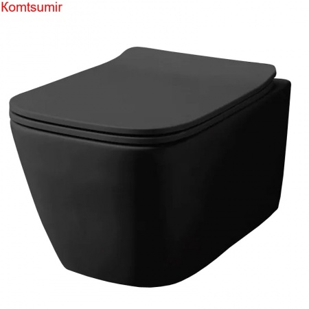 Унитаз подвесной Azario Boca 520х360х345 безободковый с сиденьем микролифт, черный матовый (AZ-2002-MB) Унитаз подвесной Azario Boca 520х360х345 безободковый с сиденьем микролифт, черный матовый (AZ-2002-MB)