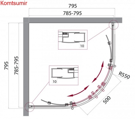 Душевой уголок BelBagno UNO-195-R-2-80-C-Cr