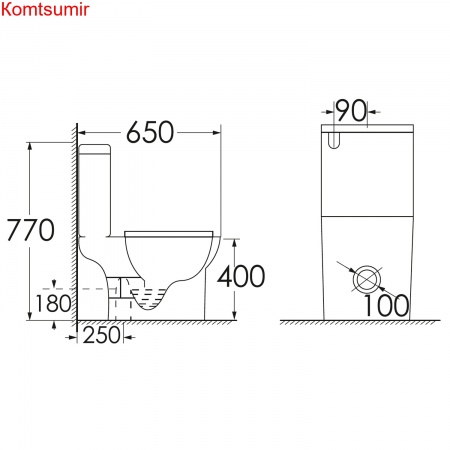 Унитаз-компакт Azario FRETTA ROUND N 340х650х770 напольный, безободковый, c быстросьемным сиденьем микролифт (AZ-1038A)