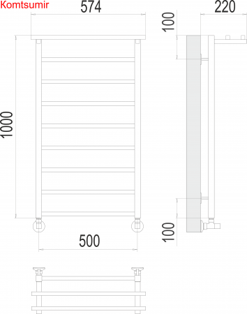 Контур с/п П9 500х1000 Полотенцесушитель  TERMINUS