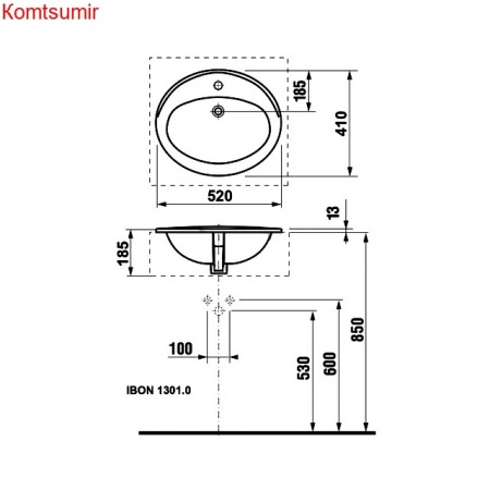 Раковина встраиваемая сверху Roca Adora 52х41х18.5, фаянс, цвет Белый (7.3272.0.400.0)