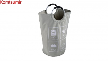 Корзина для белья с алюминиевыми ручками FX-1011, серая, 63 литра