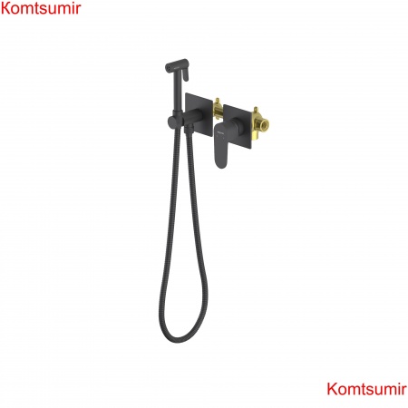 Комплект для гигиенического душа встроенный 2 отв. (смеситель + гигиеническая лейка + шланг) AQUATEK, матовый черный AQ1220MB ОБЕРОН