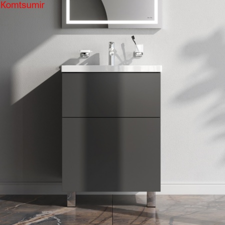 M90FSX06022GM32 GEM, База под раковину, напольная, 60 см, 2 ящика push-to-open, графит матовый