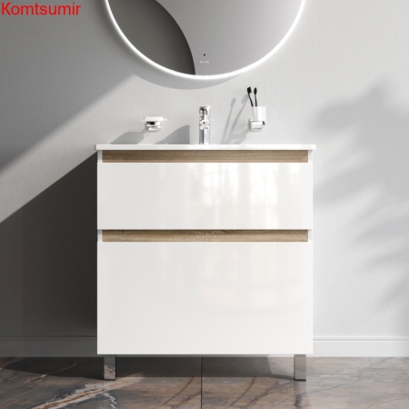 M85AFSX0802WG X-Joy, База под раковину, напольная, 80 см, 2 ящика, белый глянец