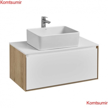Тумба под раковину Aquaton Либерти 90 дуб эльвезия, белый глянец (1A279901LYC70)