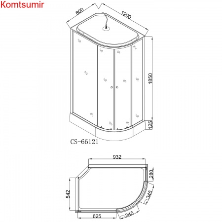 Душевая кабина LORANTO 120х80х215 с низким поддон 13 см, белое закаленное стекло 4 мм профиль хром (CS-66121L F 120)