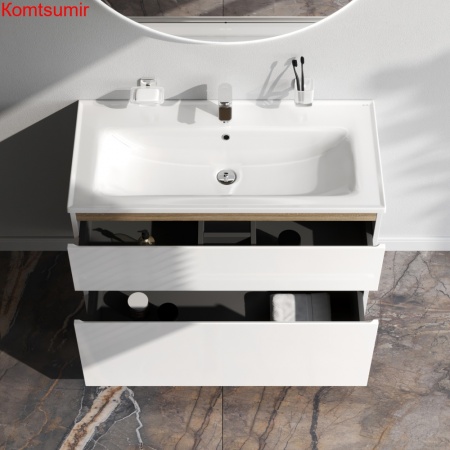 M85AFSX1002WG X-Joy, База под раковину, напольная, 100 см, 2 ящика, белый глянец