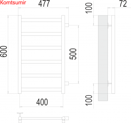 Аврора П6 400х600 бп500 Полотенцесушитель  TERMINUS