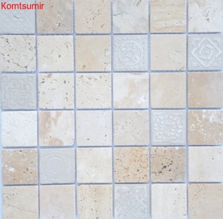Мозаика Caramelle Mosaic Travertino beige MAT 48x48x8