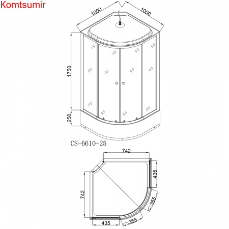 Душевая кабина Loranto 100х100х215  поддон 25 см, белый кирпичный узор, стекло 4 мм, профиль хром (CS-6610-25FW 100)