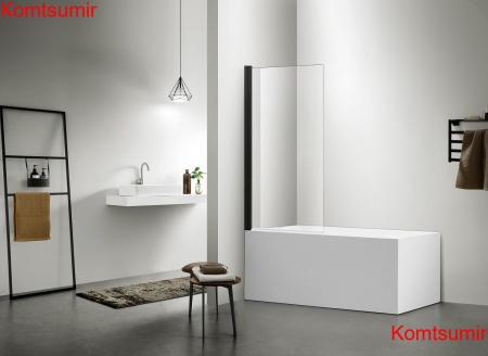 Aquatek Шторка на ванну "Дельта", поворотная, одноэлементная 150х80, черный матовый