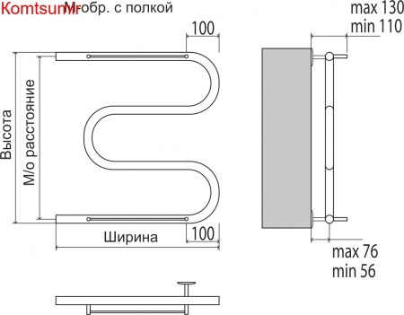 М-обр с/п AISI 32х2 600х700 Полотенцесушитель  TERMINUS