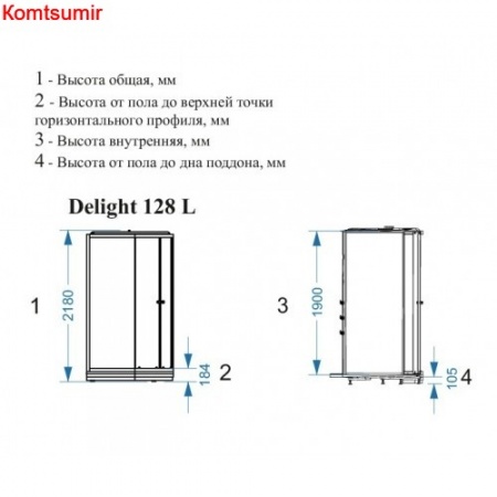 Душевая кабина Domani-Spa Delight 128 L/R чёрное стекло (120*80)